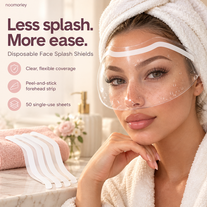 🛡️ 50-Pack Disposable Face Shields – Clear Adhesive Splash Guards for Hair & Lash Care ✨ ✨