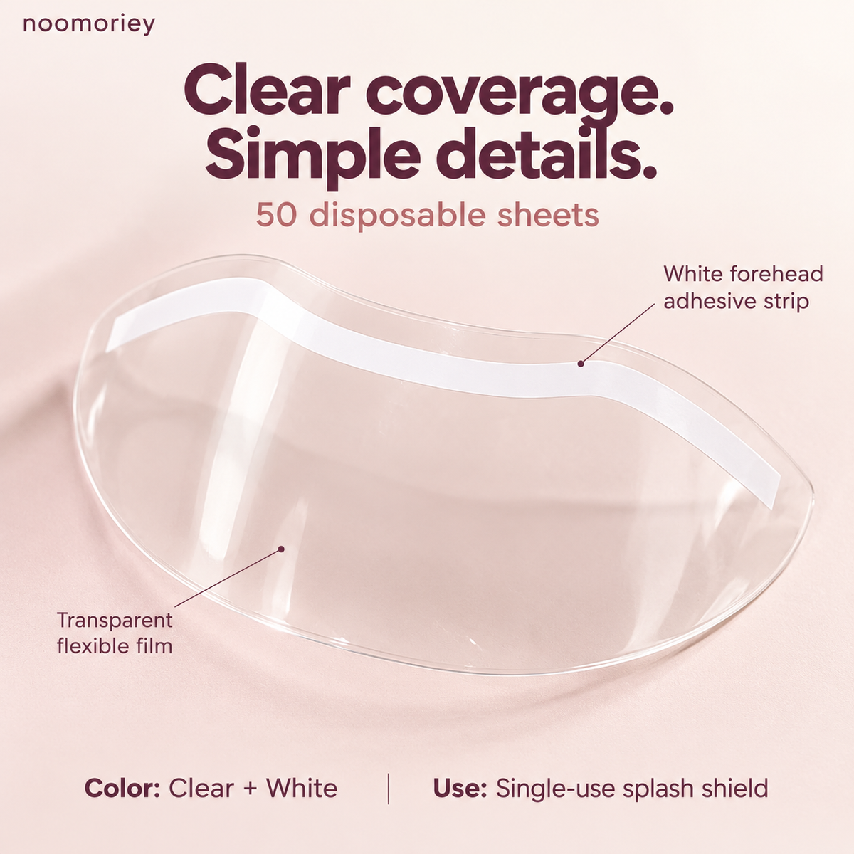 🛡️ 50-Pack Disposable Face Shields – Clear Adhesive Splash Guards for Hair & Lash Care ✨ ✨