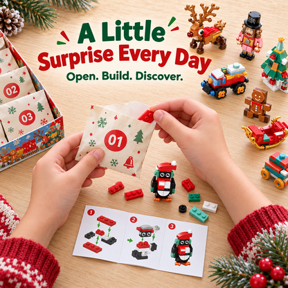 Advent calendar with 12 building kits that make a Christmas village
