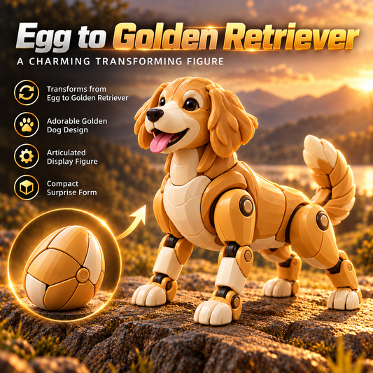 🥚 Egg to Golden Retriever – 2-in-1 Transforming Mechanical Dog Figure