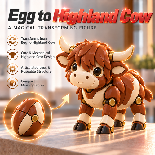 🐮 2-in-1 Transforming Highland Cow Egg – Cute Mechanical Figure