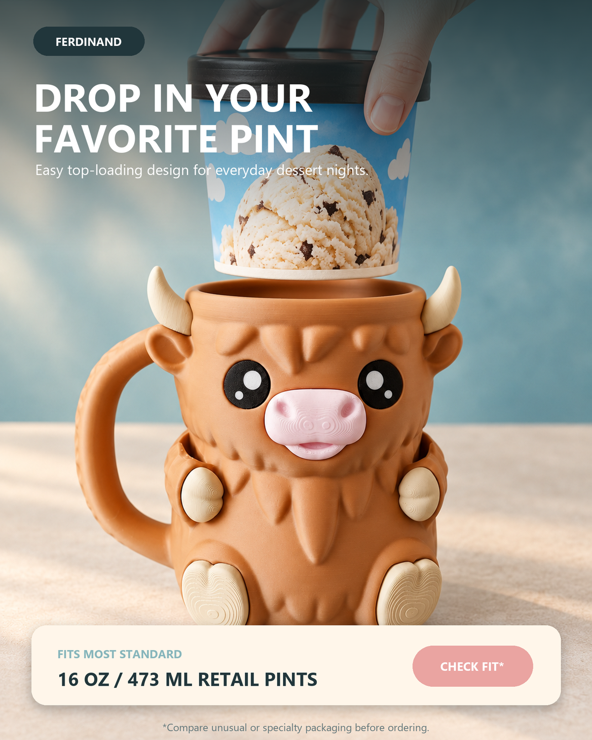🐮🍺 Highland Cow Ice Pint Holder ❄️
