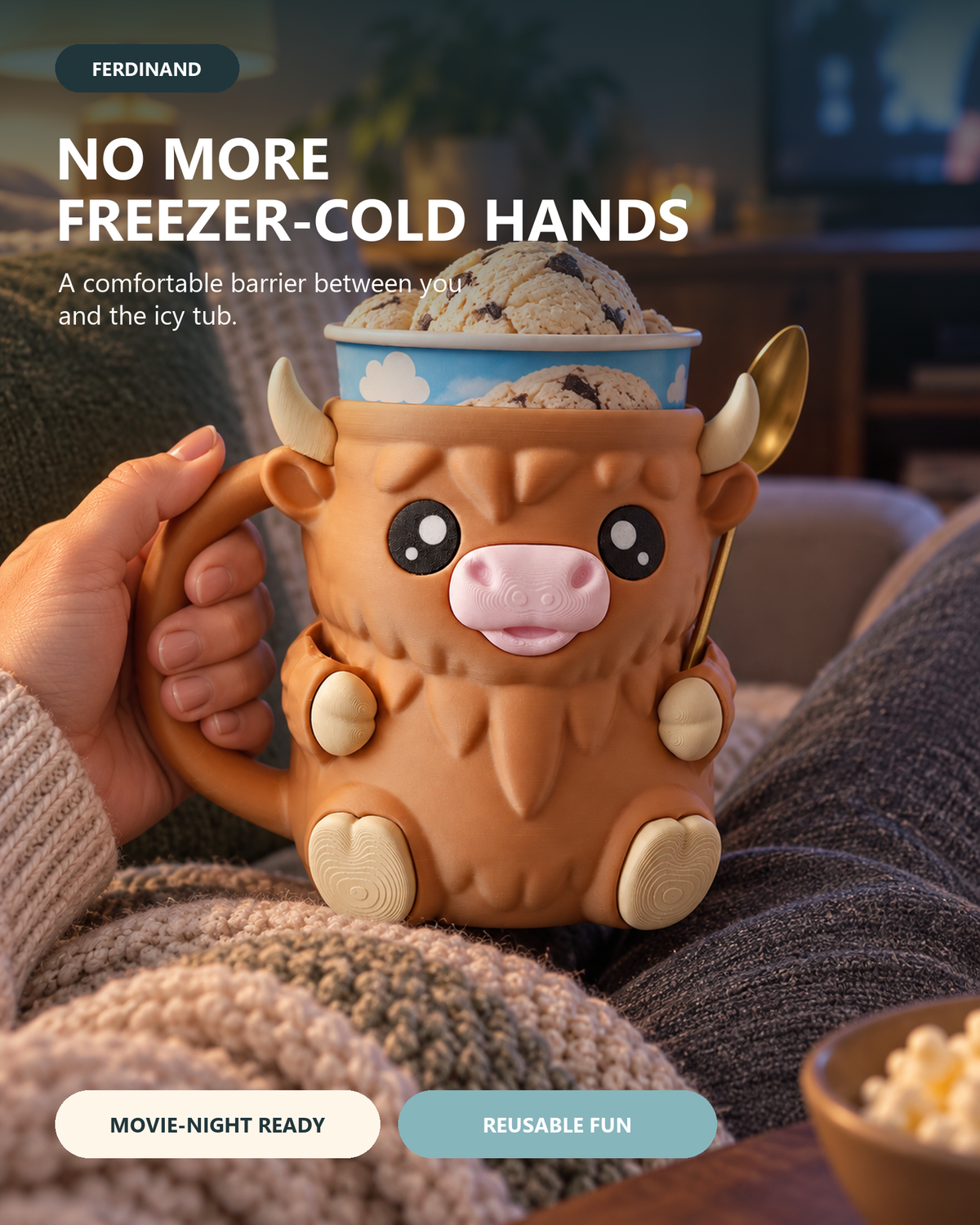 🐮🍺 Highland Cow Ice Pint Holder ❄️