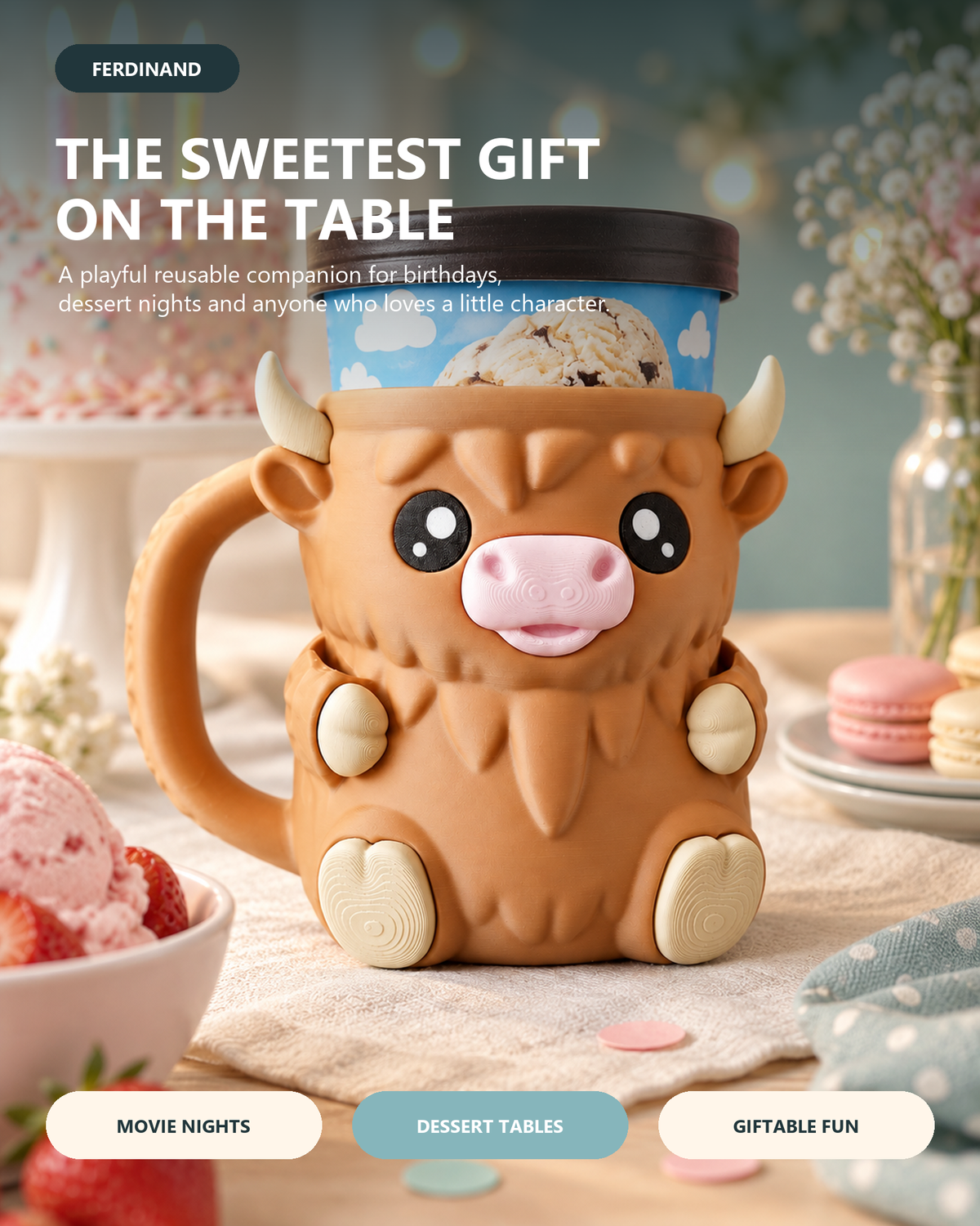 🐮🍺 Highland Cow Ice Pint Holder ❄️