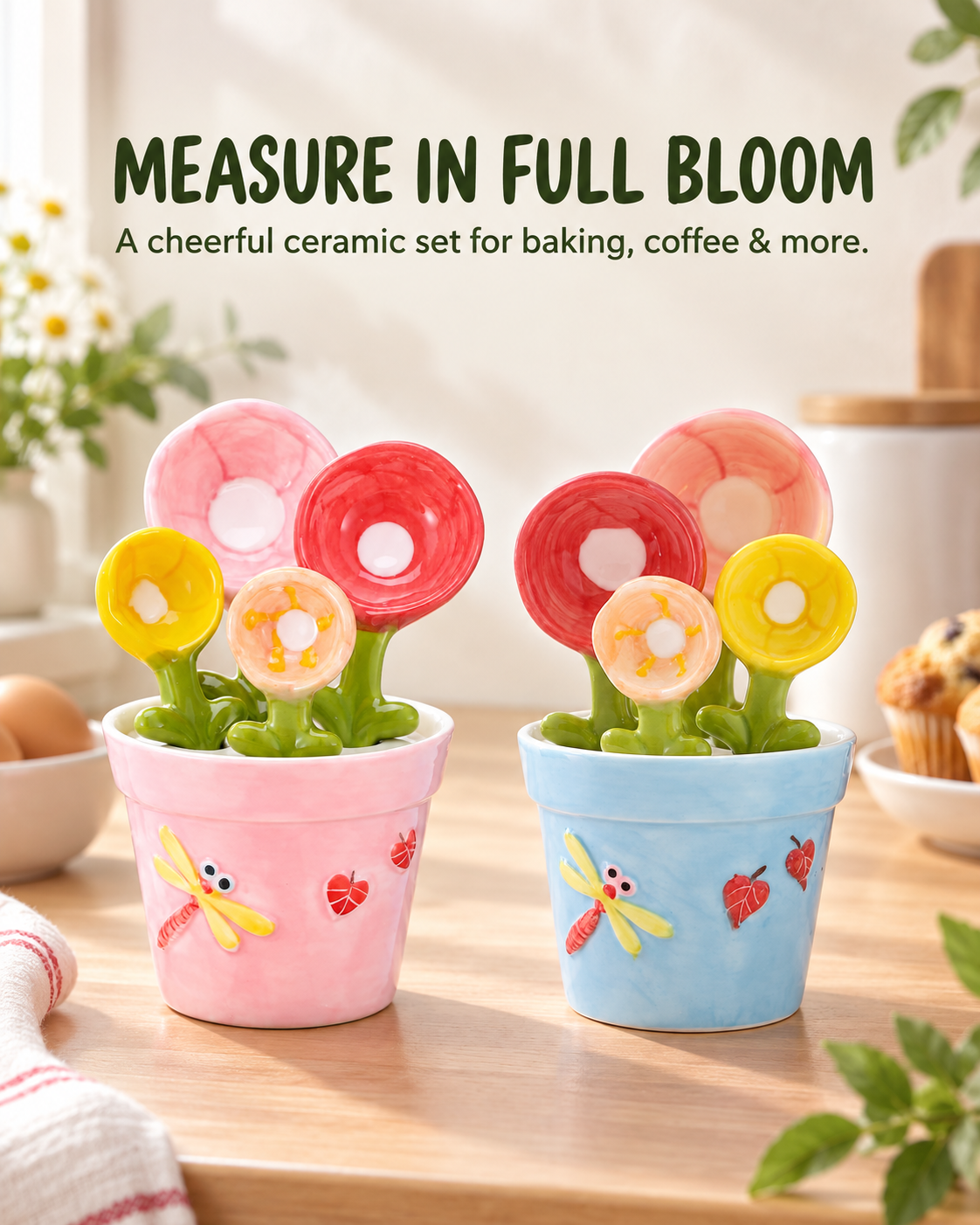 🌸🥄 Flower Measuring Spoons Set in Pot ✨