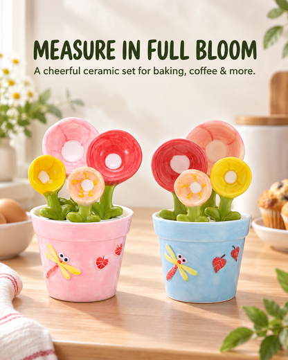 🌸🥄 Flower Measuring Spoons Set in Pot ✨