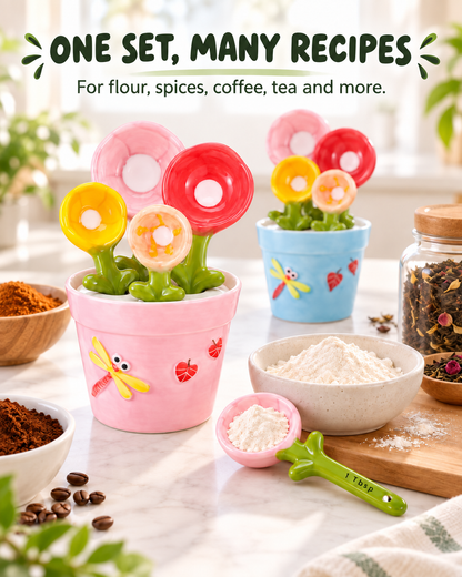 🌸🥄 Flower Measuring Spoons Set in Pot ✨