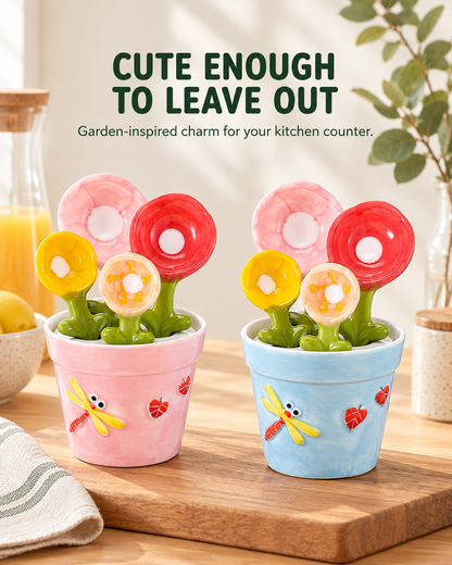 🌸🥄 Flower Measuring Spoons Set in Pot ✨