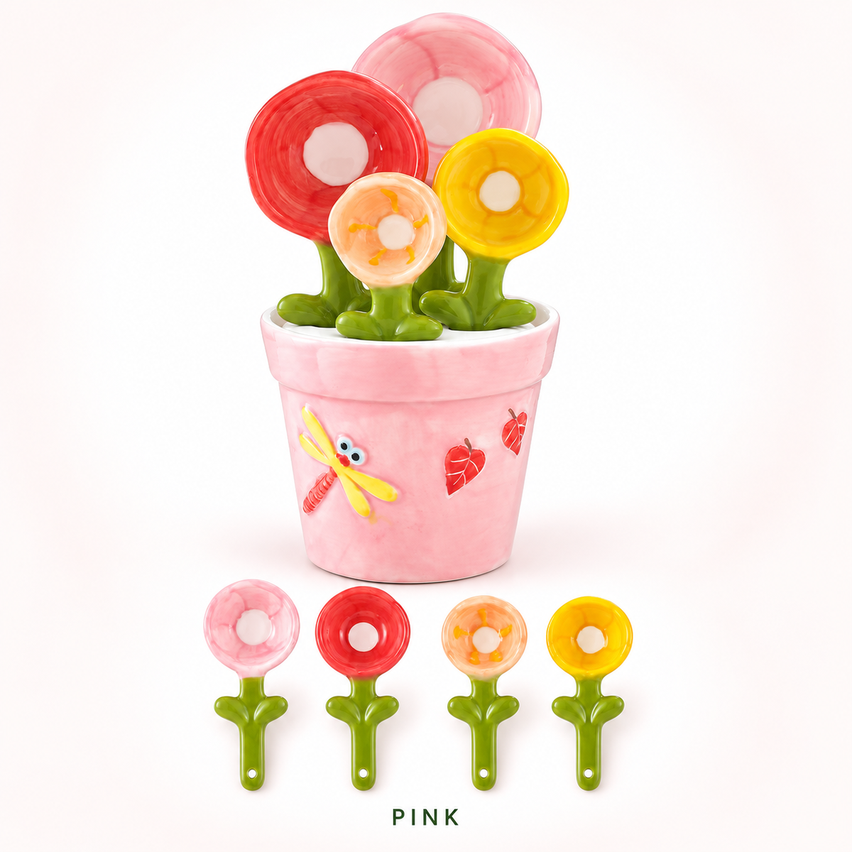 🌸🥄 Flower Measuring Spoons Set in Pot ✨