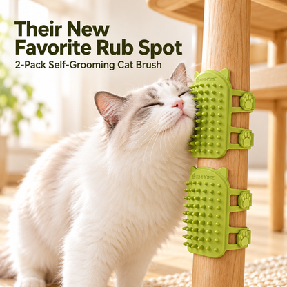 🐱 2-Pack Silicone Cat Self-Grooming Brushes – Corner-Mounted Grooming & Massage 🐾