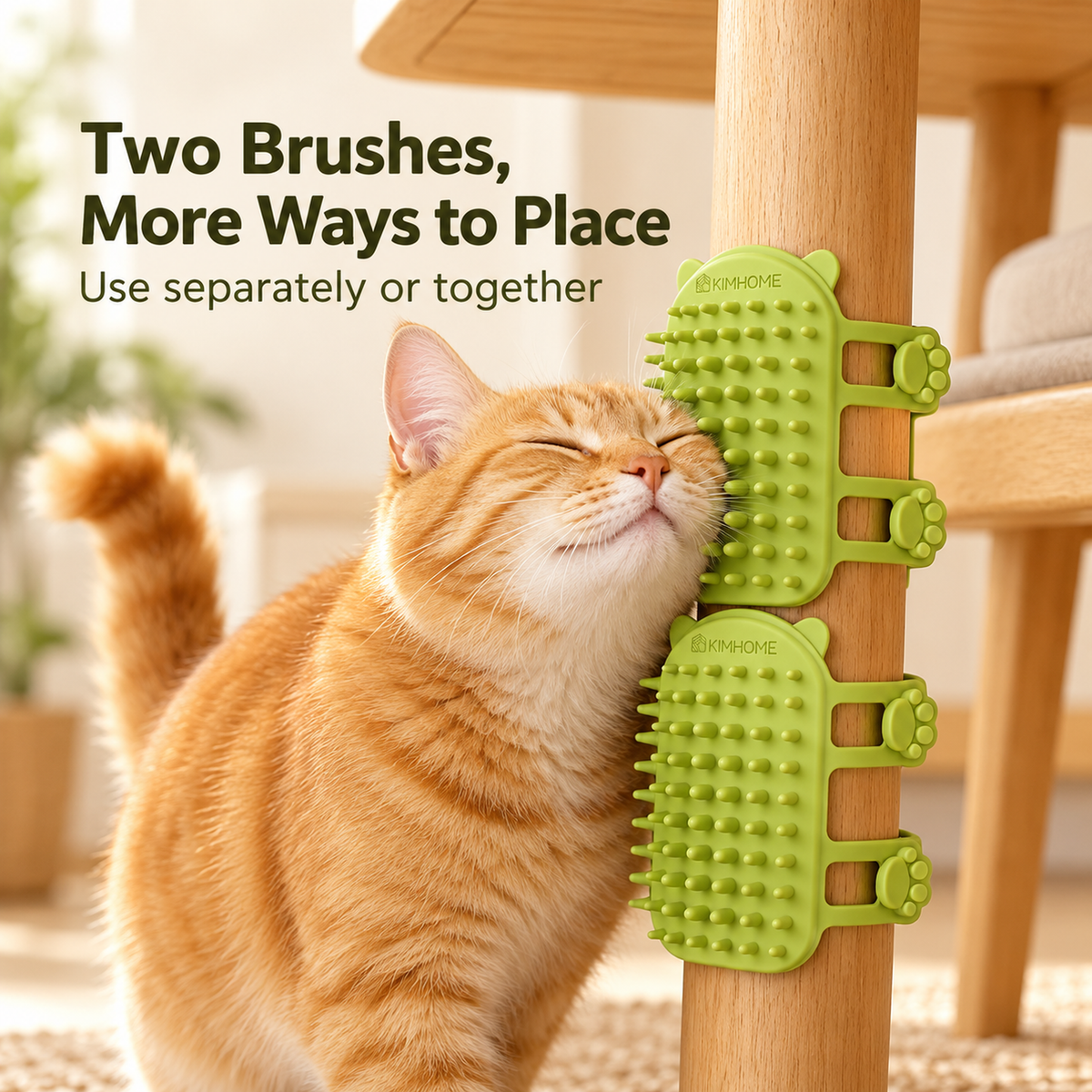 🐱 2-Pack Silicone Cat Self-Grooming Brushes – Corner-Mounted Grooming & Massage 🐾