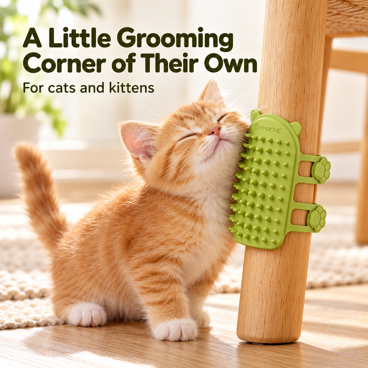 🐱 2-Pack Silicone Cat Self-Grooming Brushes – Corner-Mounted Grooming & Massage 🐾