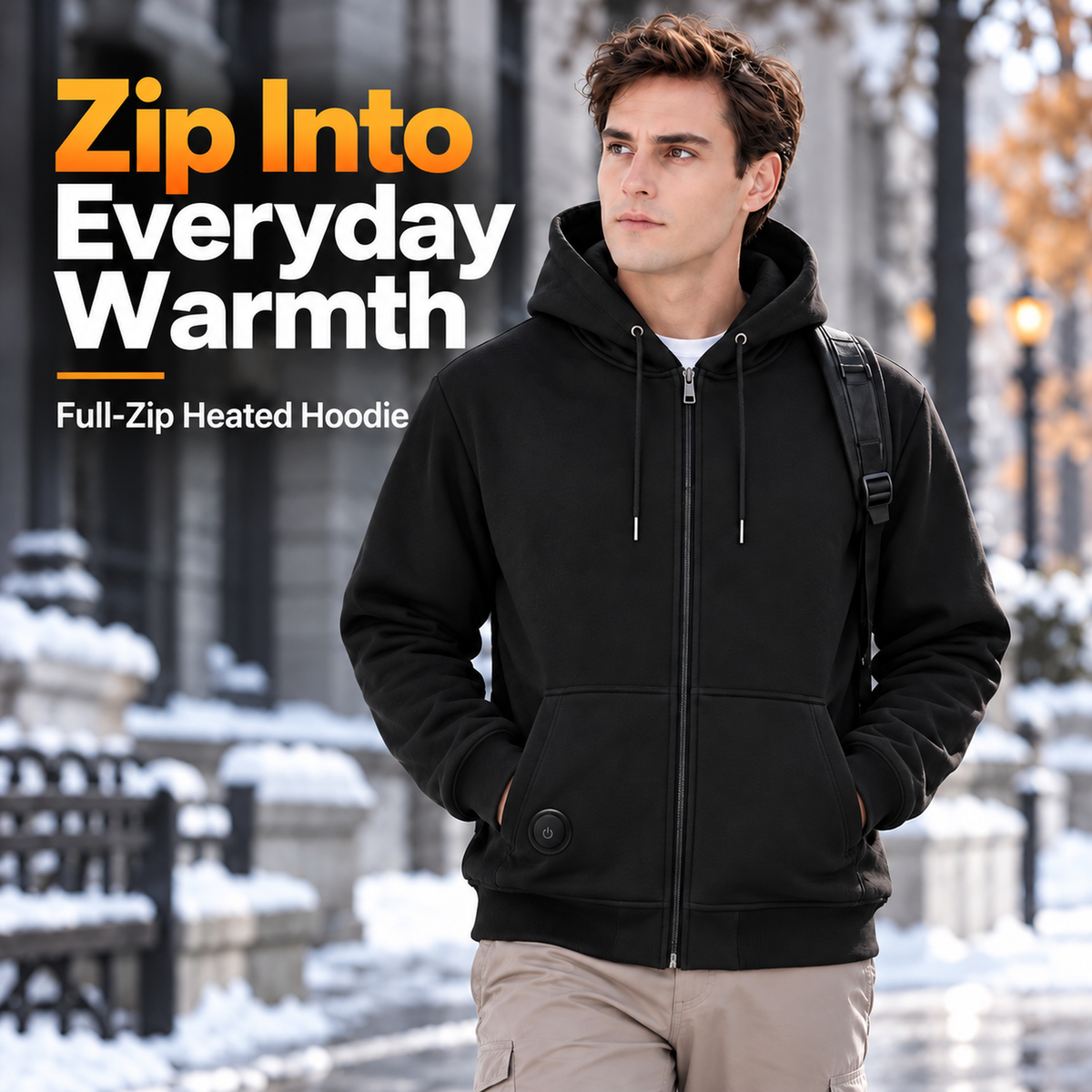 🔥 7-Zone Heated Hoodie – USB Powered, 3 Heat Levels