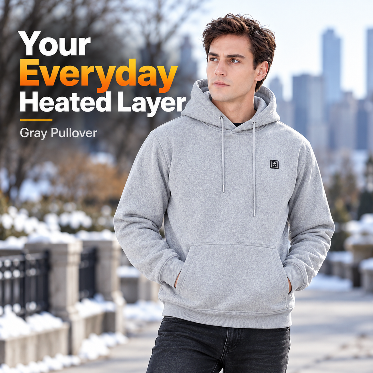 🔥 7-Zone Heated Hoodie – USB Powered, 3 Heat Levels