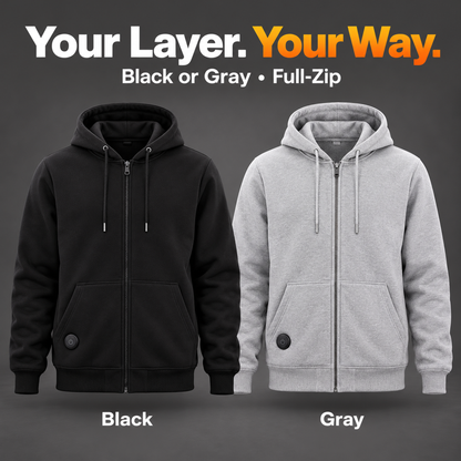 🔥 7-Zone Heated Hoodie – USB Powered, 3 Heat Levels