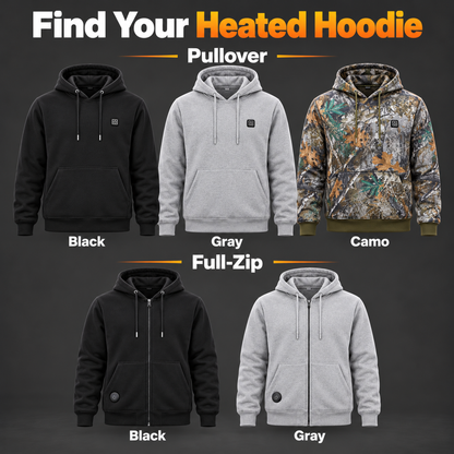 🔥 7-Zone Heated Hoodie – USB Powered, 3 Heat Levels