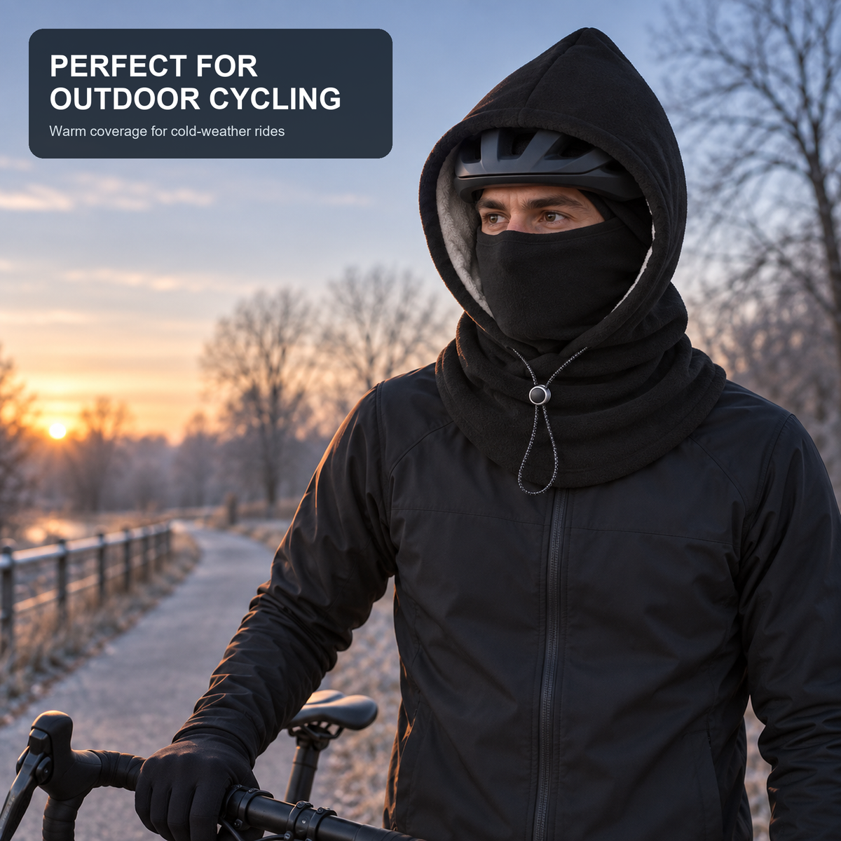🧣❄️ Integrated Flannel Warm Face Mask & Hat – Windproof Winter Cycling Neck Cover 🚴