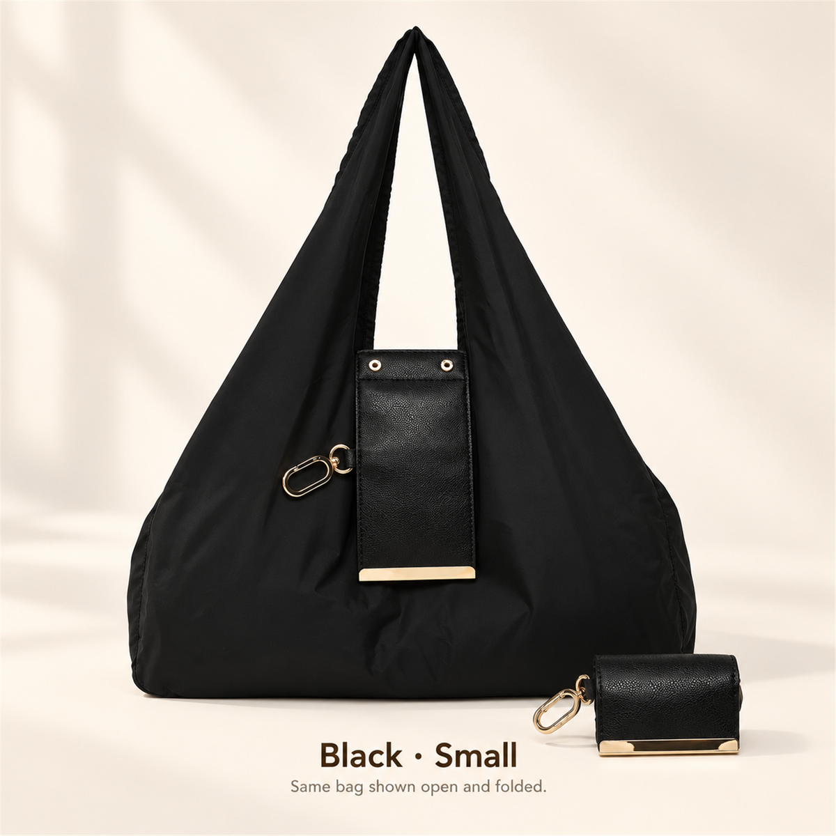 👜 Foldable Shoulder Tote Bag with Clip | Compact Everyday Carry