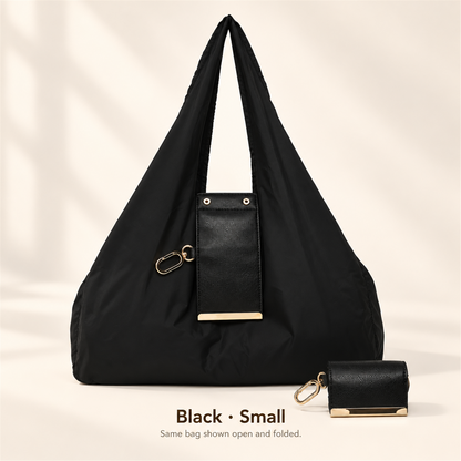 👜 Foldable Shoulder Tote Bag with Clip | Compact Everyday Carry