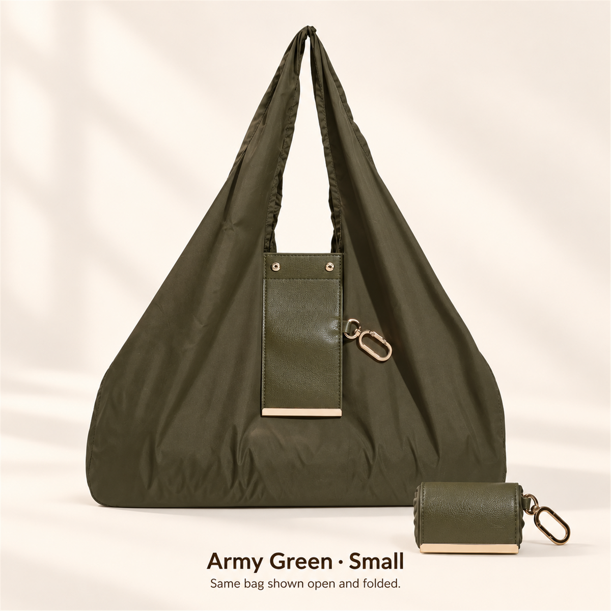 👜 Foldable Shoulder Tote Bag with Clip | Compact Everyday Carry
