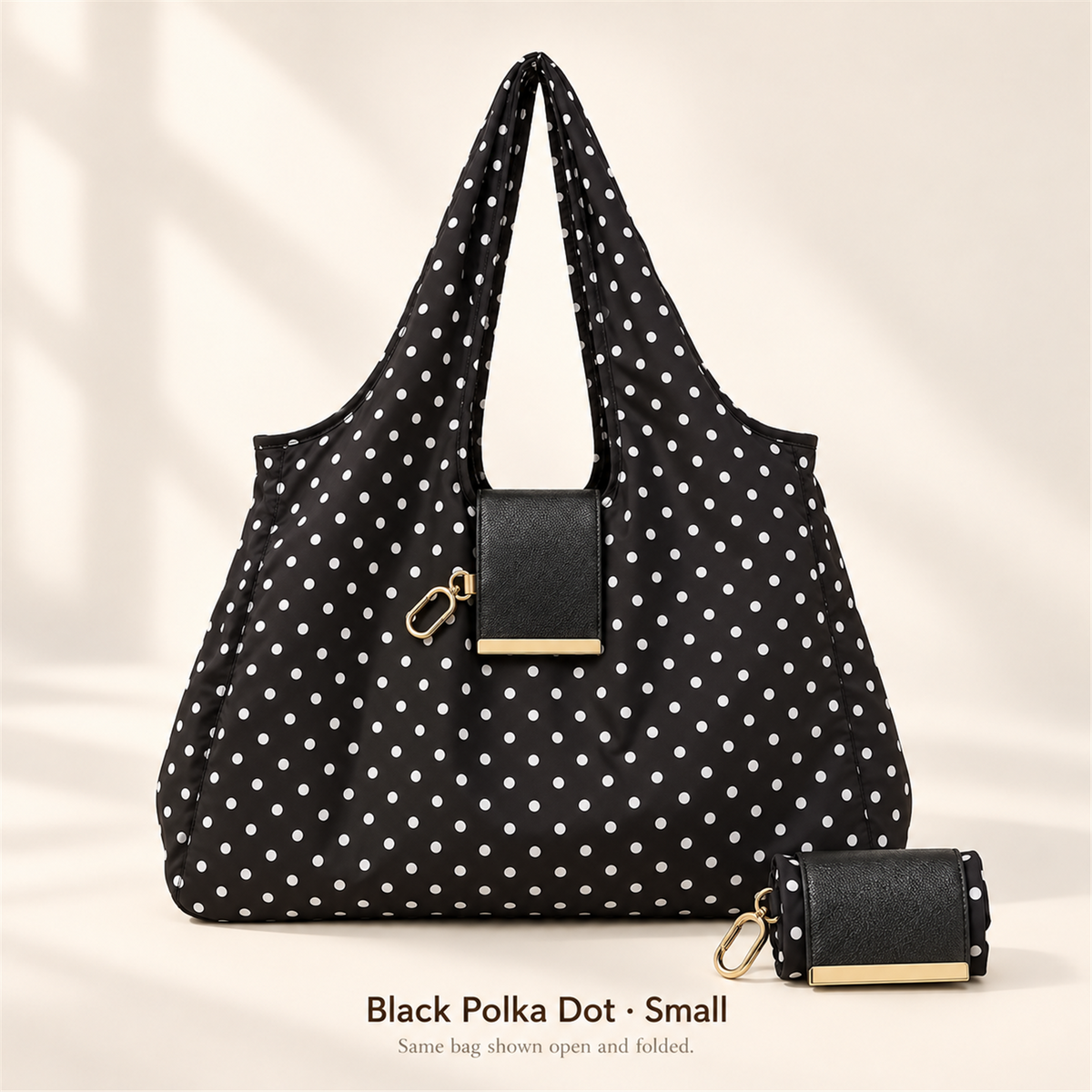 👜 Foldable Shoulder Tote Bag with Clip | Compact Everyday Carry