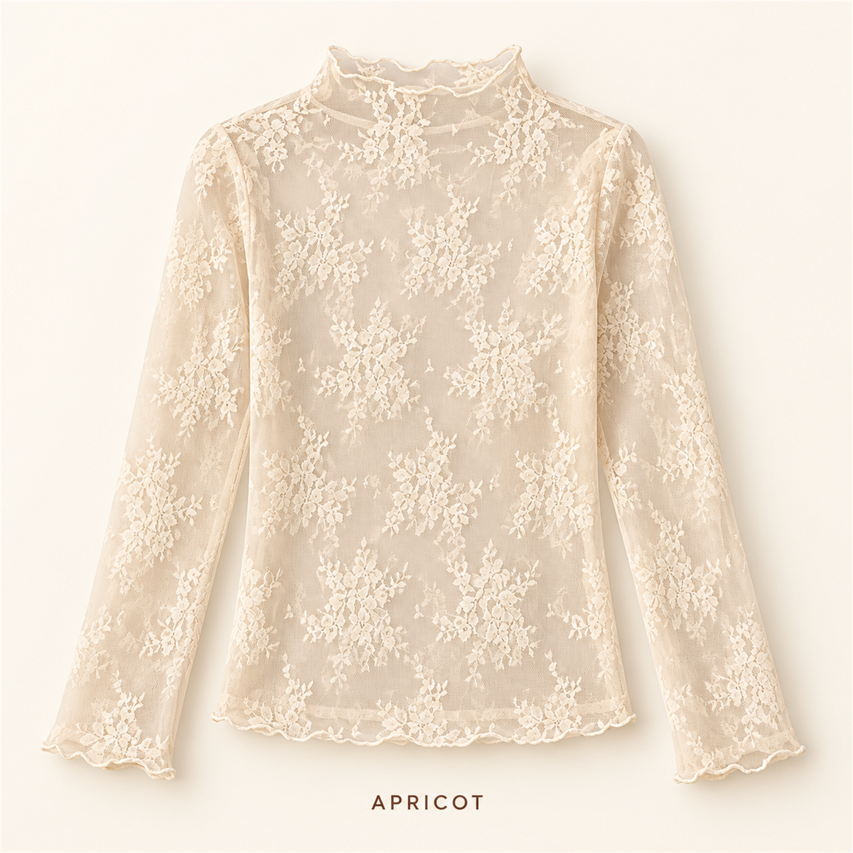 🌸✨ Women's Elegant Floral Lace Mesh Long-Sleeve Innerwear Top – Soft, Breathable & Stretchy 💕