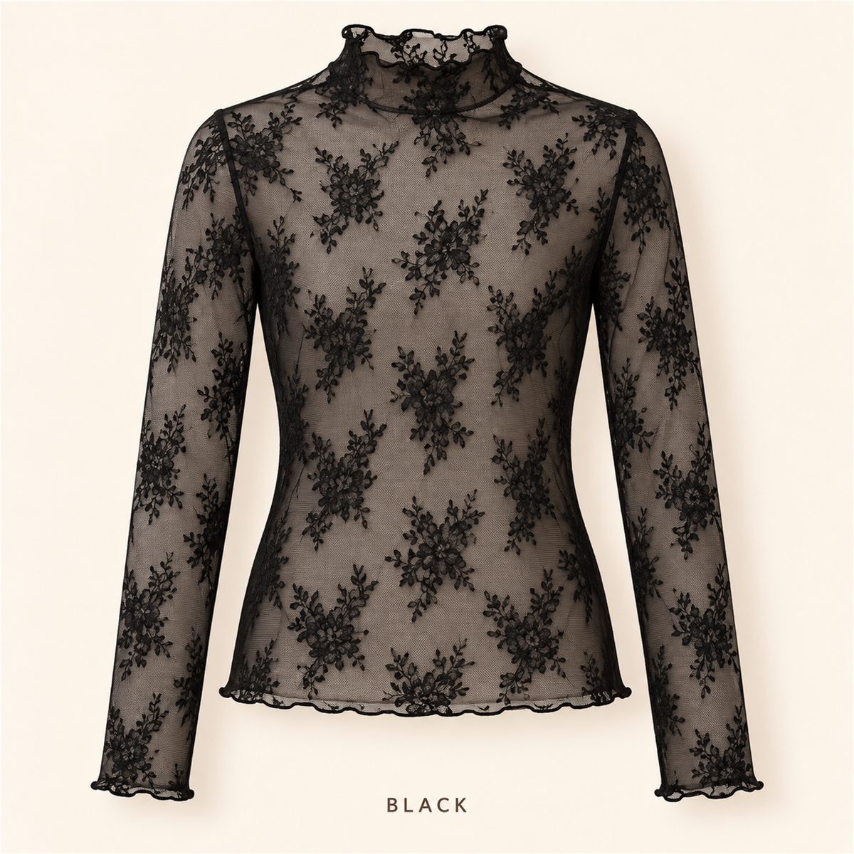 🌸✨ Women's Elegant Floral Lace Mesh Long-Sleeve Innerwear Top – Soft, Breathable & Stretchy 💕