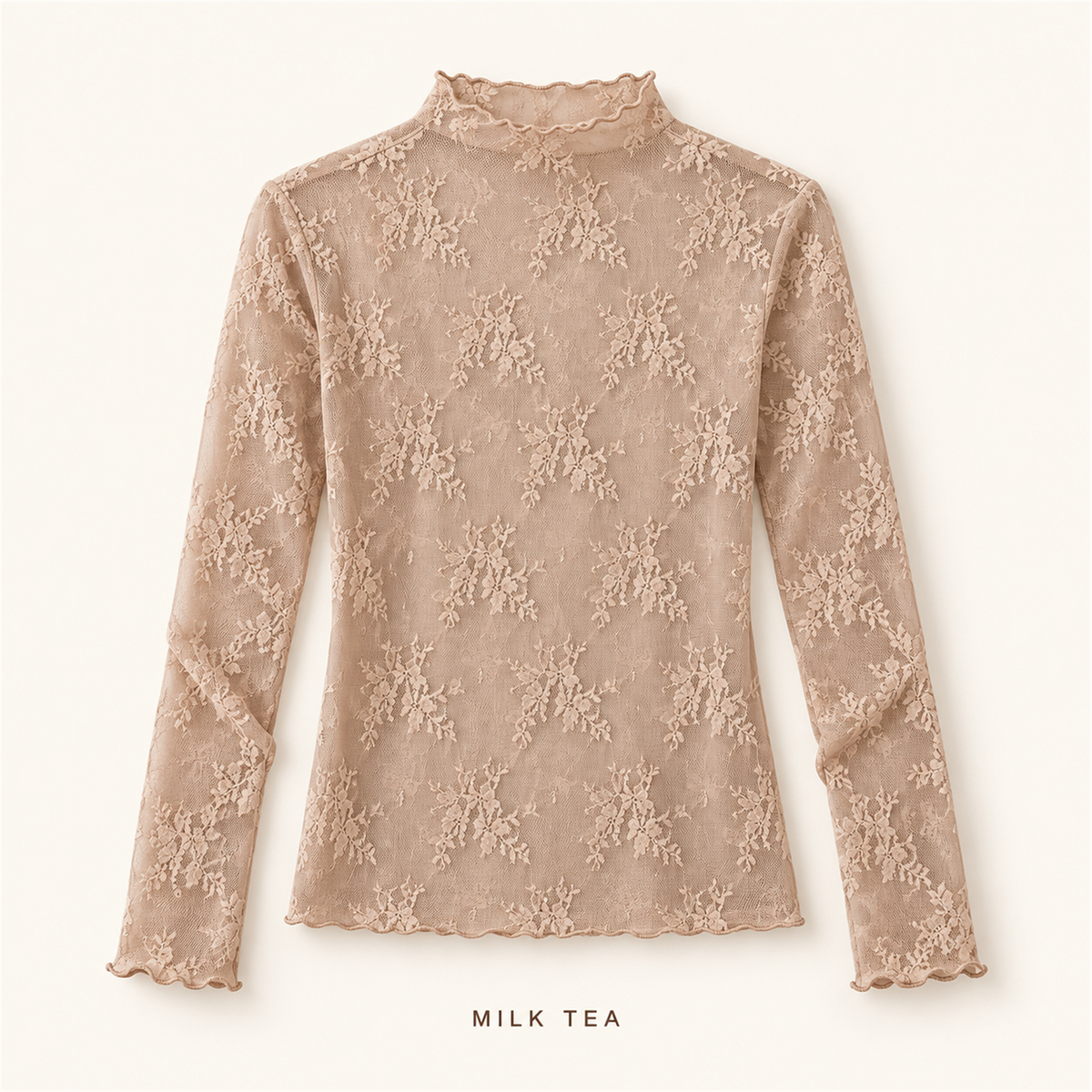 🌸✨ Women's Elegant Floral Lace Mesh Long-Sleeve Innerwear Top – Soft, Breathable & Stretchy 💕