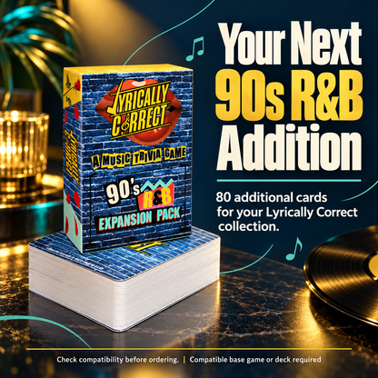 🎵 Lyrically Correct ’90s R&B Expansion Pack – 80 Music Trivia Cards 🎤
