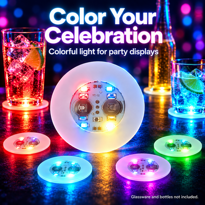 🍹✨ 10/20-Pack LED Light-Up Coasters – Strobe Lights for Parties, Weddings & Celebrations 🎉