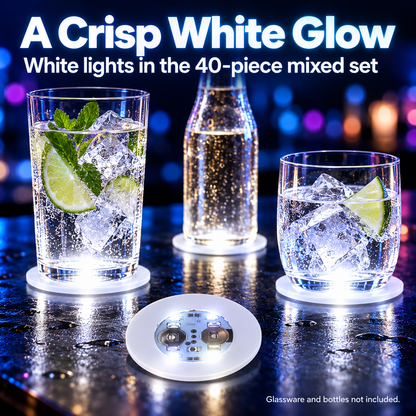 🍹✨ 10/20-Pack LED Light-Up Coasters – Strobe Lights for Parties, Weddings & Celebrations 🎉