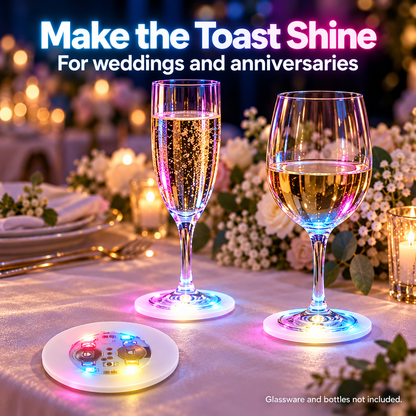 🍹✨ 10/20-Pack LED Light-Up Coasters – Strobe Lights for Parties, Weddings & Celebrations 🎉