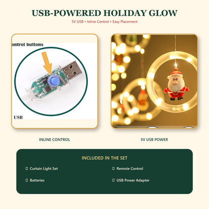 🎄✨ Christmas String Curtain Lights – 120 LED USB-Powered Warm White Fairy Lights for Indoor & Outdoor Decor 🌟