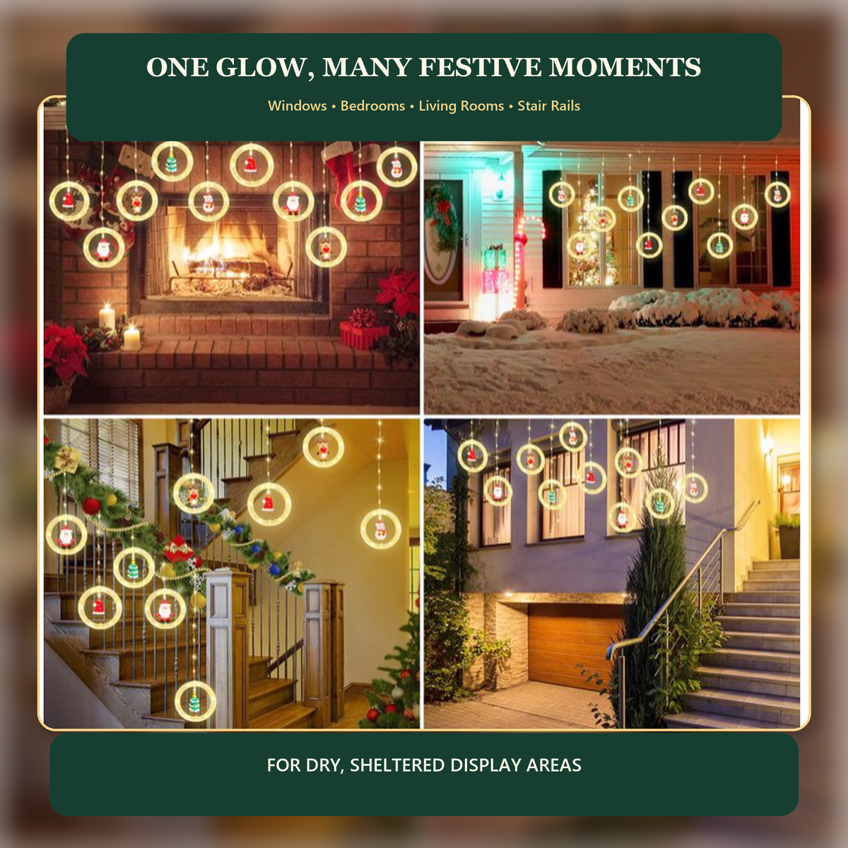 🎄✨ Christmas String Curtain Lights – 120 LED USB-Powered Warm White Fairy Lights for Indoor & Outdoor Decor 🌟