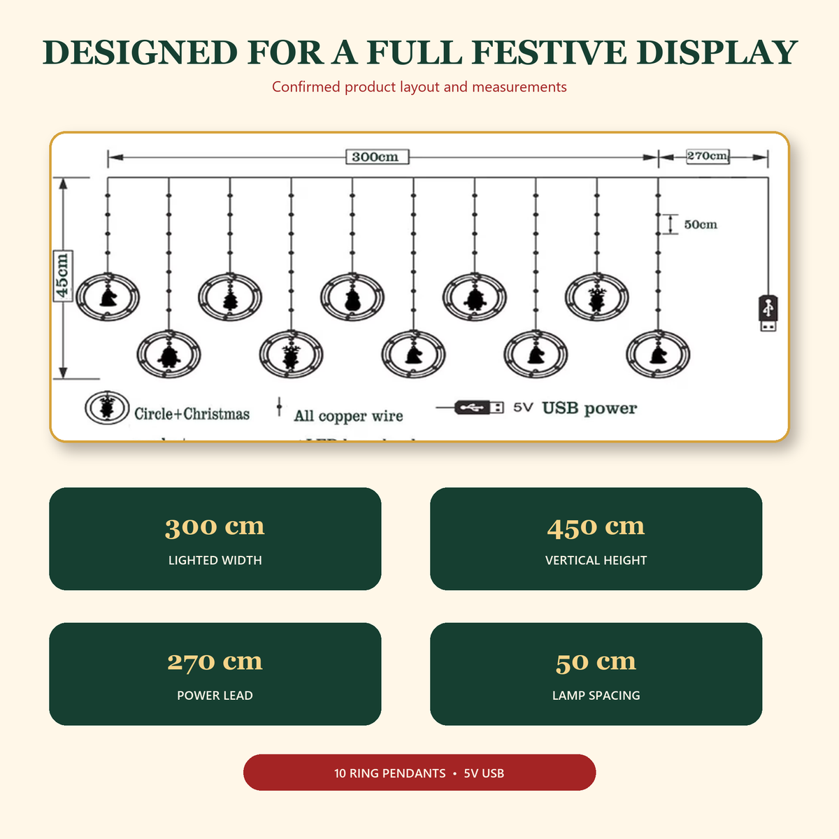 🎄✨ Christmas String Curtain Lights – 120 LED USB-Powered Warm White Fairy Lights for Indoor & Outdoor Decor 🌟