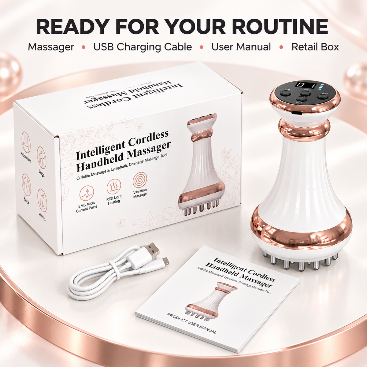 💆‍♀️✨ Lymphatic Drainage & Anti-Cellulite Massager – Warming Vibration Body Sculpting Tool 🤍