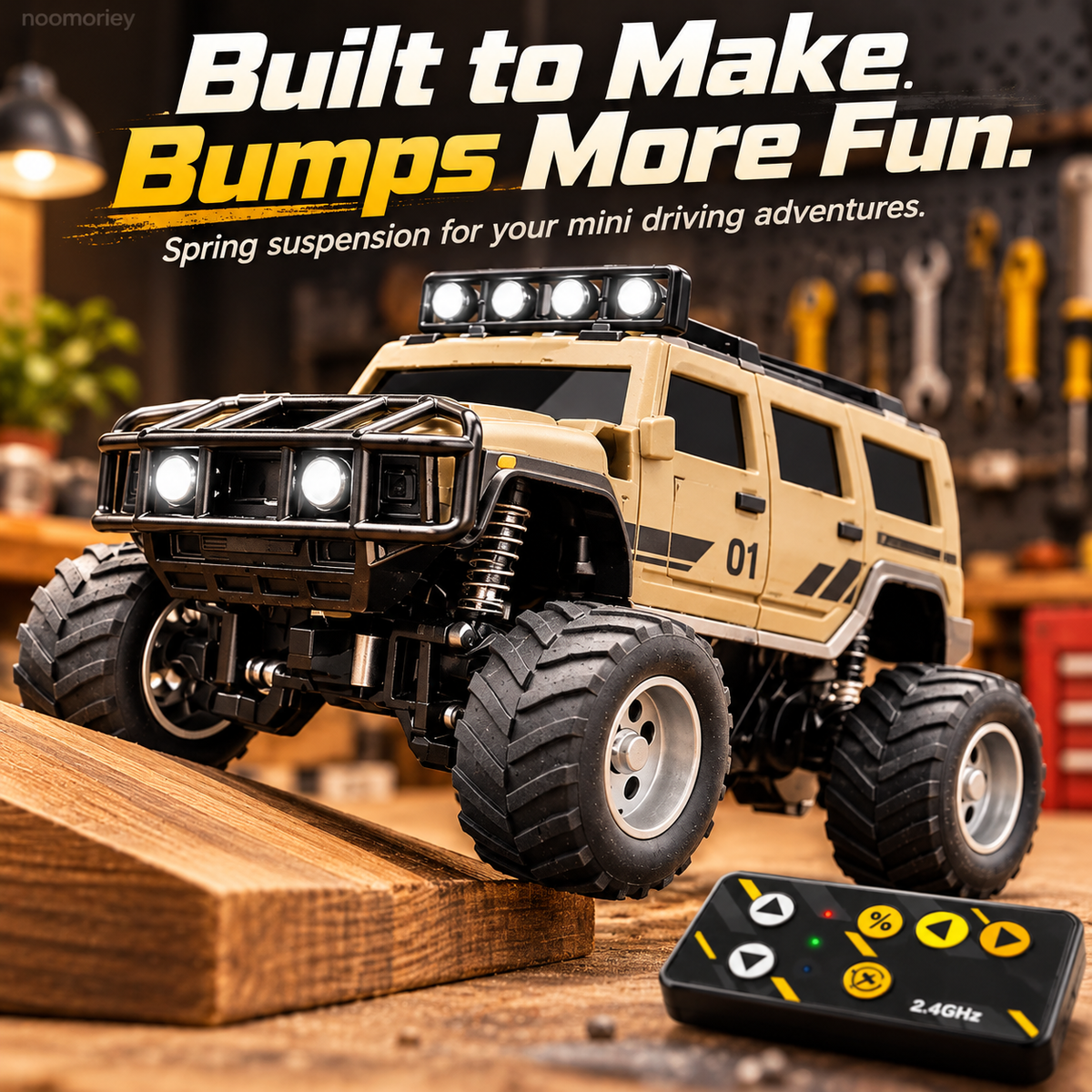 🚙 Mini RC Off-Road Truck – 2.4GHz Remote Control SUV with LED Lights, Spring Suspension & USB Rechargeable Battery 🎁