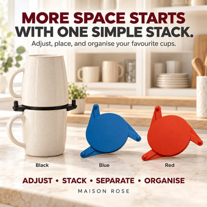 MugNest™ Adjustable Cup Stacking Organizer – Space-Saving Mug & Cabinet Storage Rack