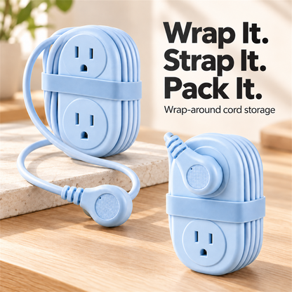 🔌 7-in-1 Compact Power Strip – USB-C Ports, Wrap-Around Cord Storage & Flat Plug ⚡
