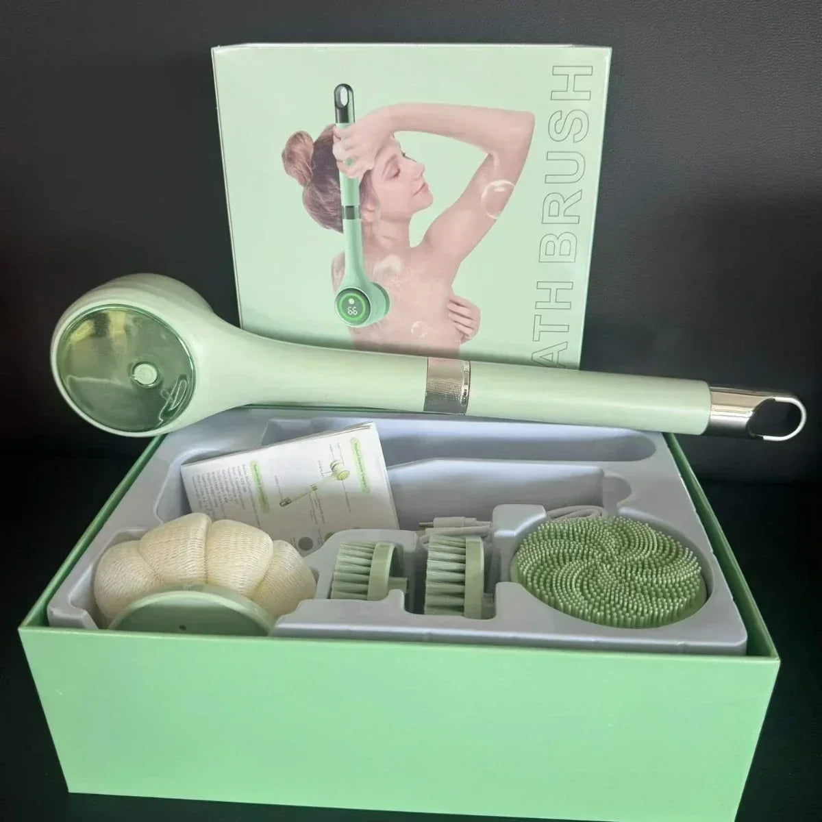 🚿✨ 5-in-1 Electric Body Scrubber with Long Handle for Shower 🧼