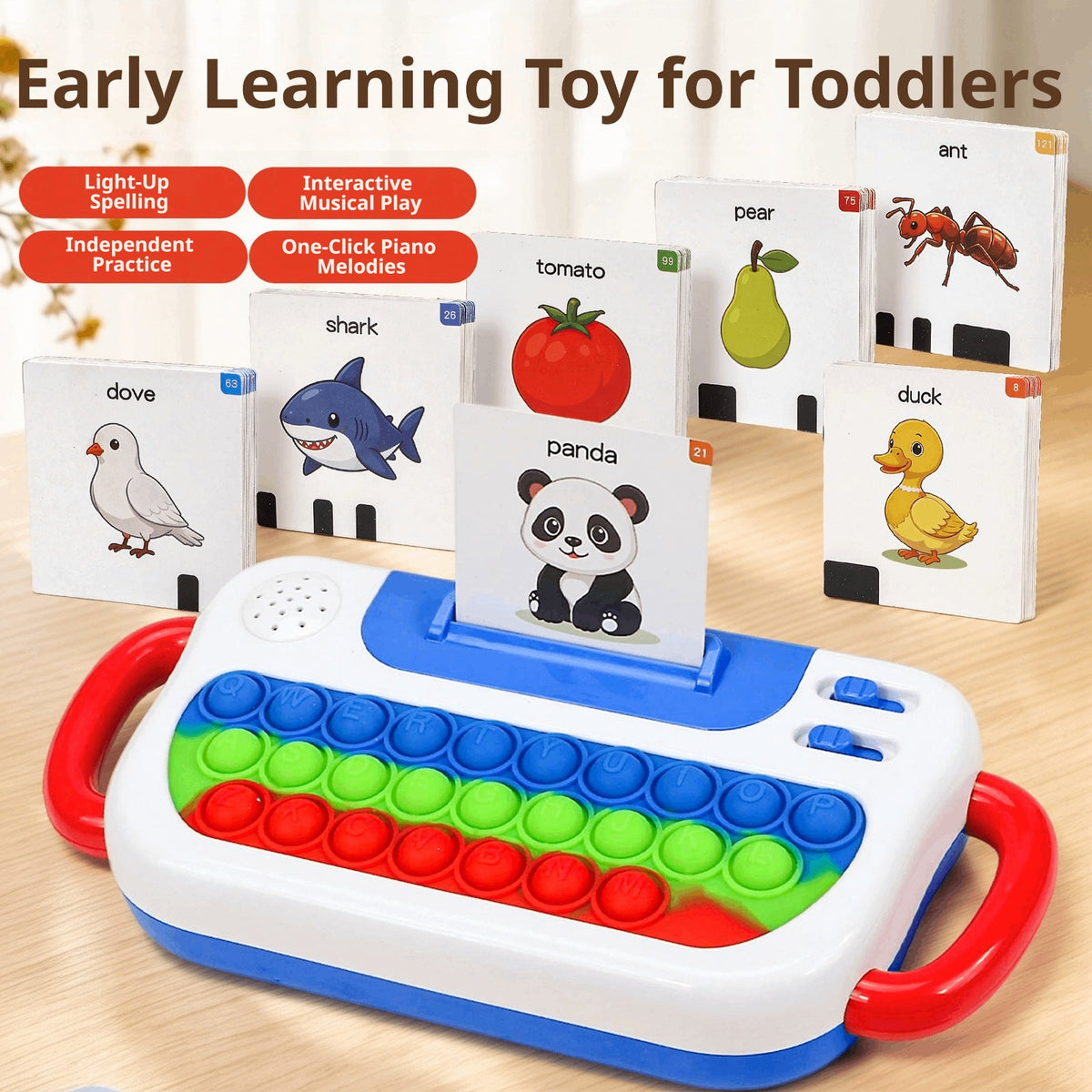 Interactive Pop It learning keyboard for kids
