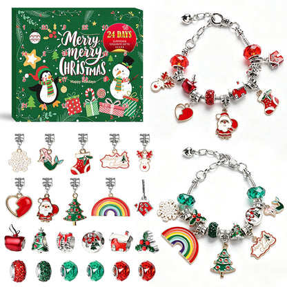 🎄 24-Day Christmas Charm Bracelet Advent Calendar – DIY Jewelry Making Kit with Beads, Charms & Necklace