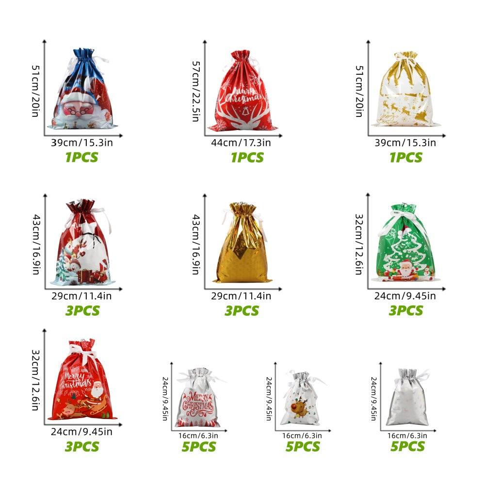 🎄 2026 Drawstring Christmas Gift Bags – Aluminum Foil Candy & Party Bags