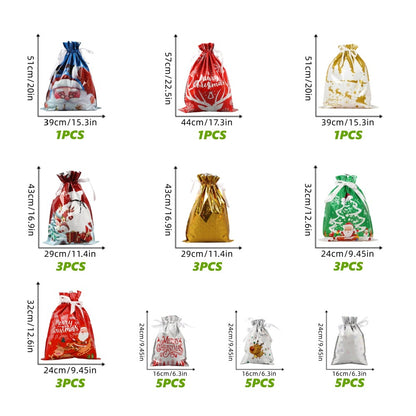 🎄 2026 Drawstring Christmas Gift Bags – Aluminum Foil Candy & Party Bags
