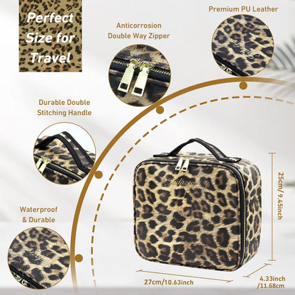 Travel Makeup Bag with LED Mirror – 3 Light Modes, Adjustable Dividers & Waterproof Cosmetic Organizer