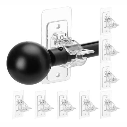 🏡 No-Drill Double Curtain Rod Brackets – Self-Adhesive 4-Pack - Rustic Brown