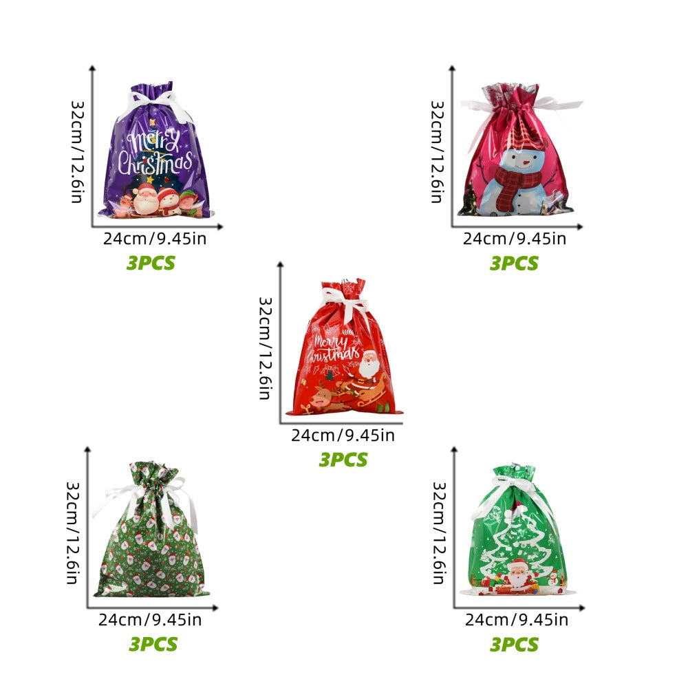 🎄 2026 Drawstring Christmas Gift Bags – Aluminum Foil Candy & Party Bags