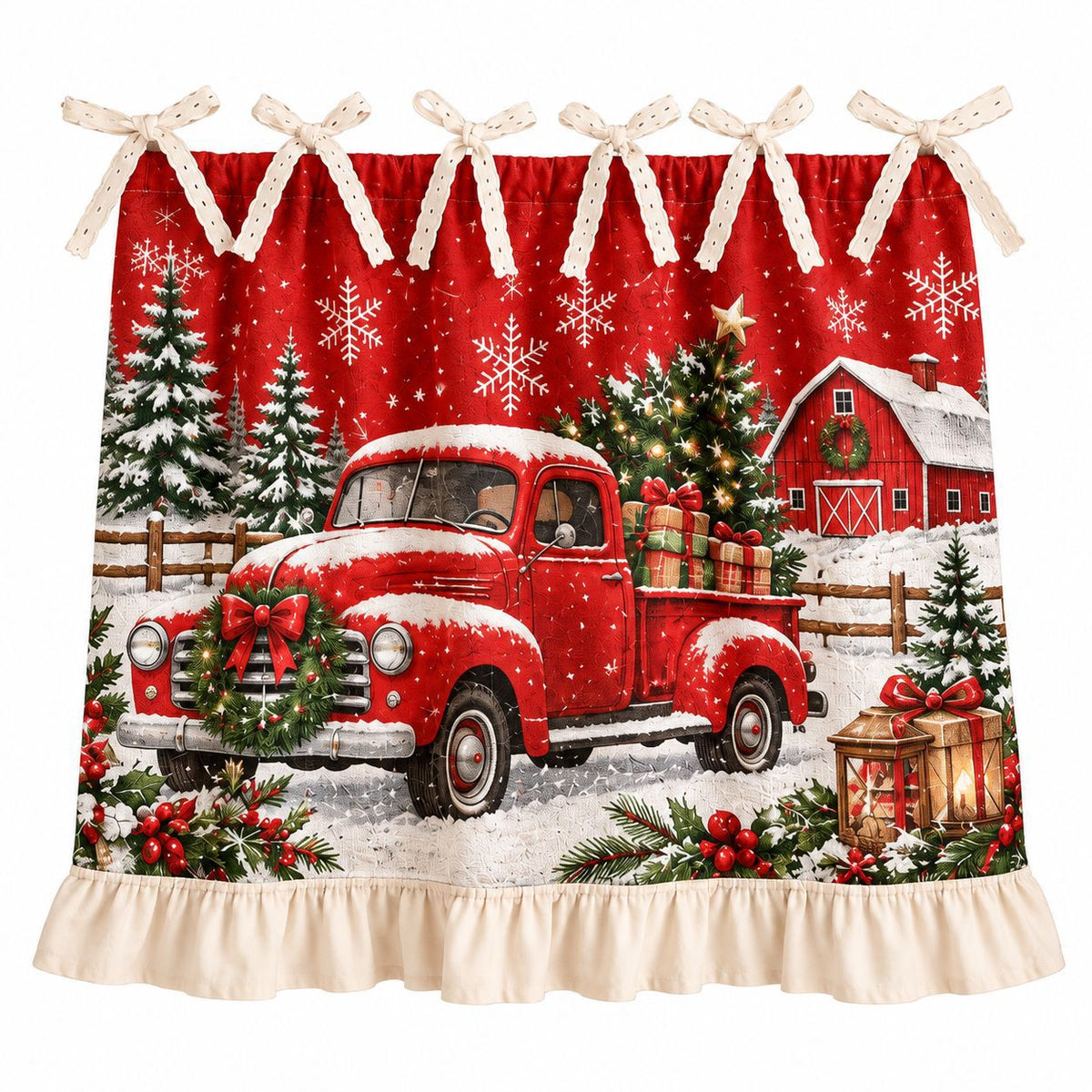 🎄🎅Vintage Santa Oven Door Towel – Christmas Kitchen Decor with Ruffled Ties