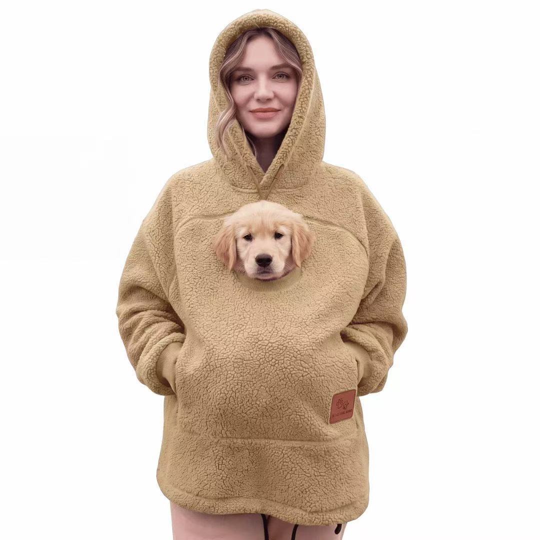 ⏳🔥LIMITED TIME 50% OFF!🐕 Cozy Fleece Pet BondingPouch Hoodie - Warm &Supportive Small Pet CarrierClothing