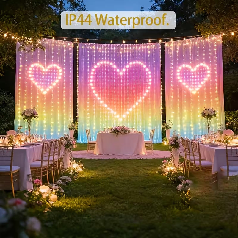 🎄🏠 Smart RGB Pixel Curtain Lights – App-Controlled Animated Holiday Display for Balcony & Window Decor-1.6m*1.6m